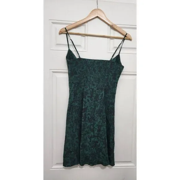 Realisation womens small teal green paisley shift dress mini slip romantic - Picture 5 of 8